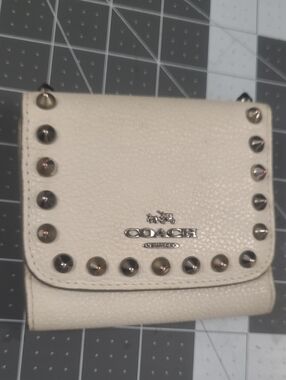 Rare COACH Ivory Studded Leather Wallet
